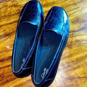 New Clark Collection Black Leather Shoes  size 9.5